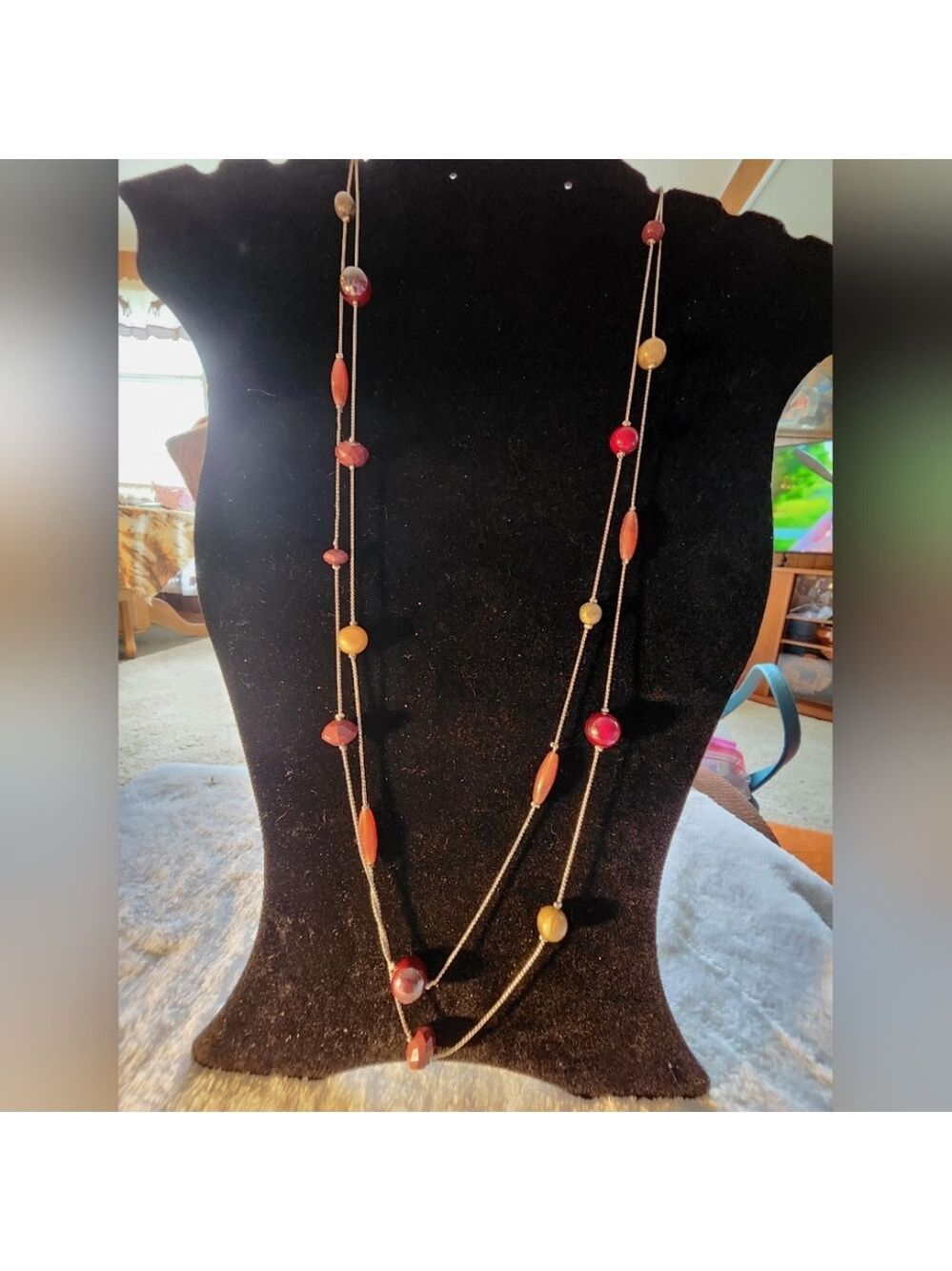 STUNNING Charming Charlie Multi-Color Beaded Long Necklace Set with Matching Ear